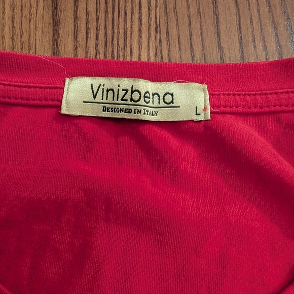 Rhinestone, sequin & beaded red T-shirt by Vinizbena - size L - Picture 9 of 10
